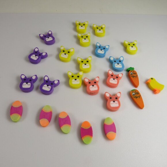Easter Egg Filler: Small Erasers (24 items) Bunnies, Eggs, Carrots - Picture 2 of 7